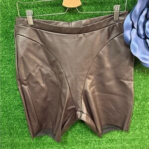 Skims faux leather bikers Bermuda shorts Cocoa Brown Stretchy Soft Comfy Size M